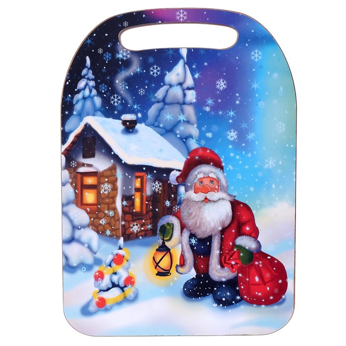 Доска разделочная "Дед Мороз. Домик", Новый год 2019