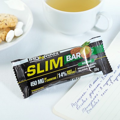 Россия "IRONMAN" Батончик "Slim Bar" с L-карнитином, Ананас / белая глазурь 35 г