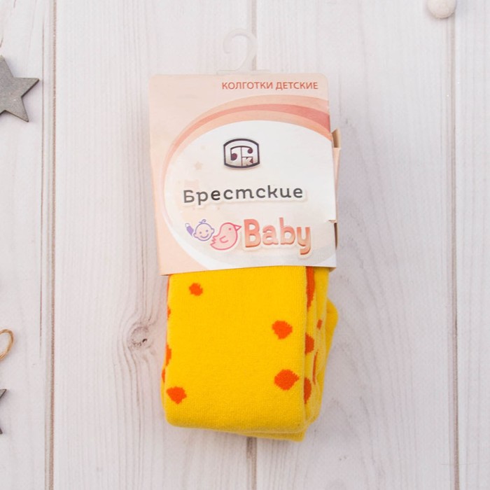 Колготки детские махровые BABY 3265-853 цвет ярко-жёлтый, рост 74-80