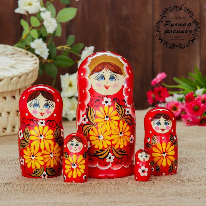 Матрёшка «Красотка с цветами», 5 кукольная, 17 см