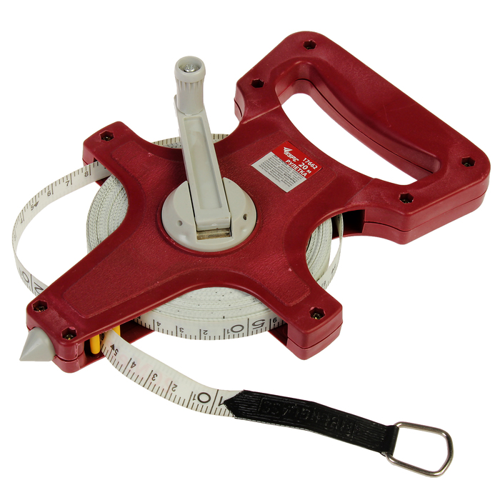 Рулетка землемерная "КУРС", фибергласовая лента, 20 м, красный открытый корпус