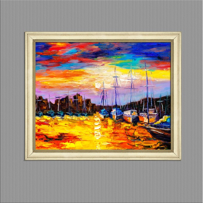 Картина в раме  "Рыбацкая деревня", 40х50см