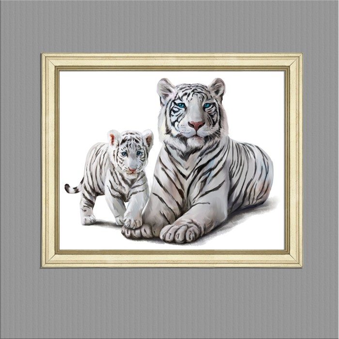 Картина в раме "Тигр и тигренок", 40х50см
