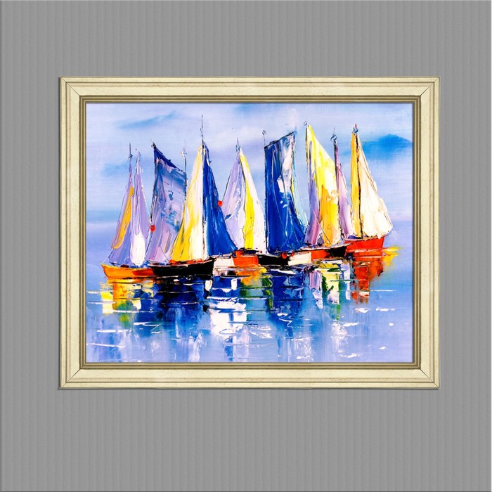 Картина в раме "Яхты в море", 40х50см