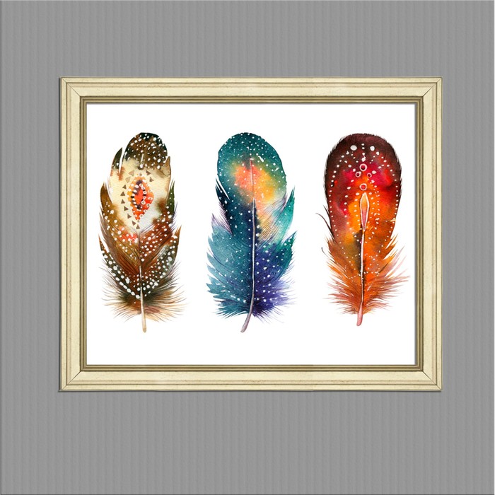 Картина в раме "Три пера", 40х50см