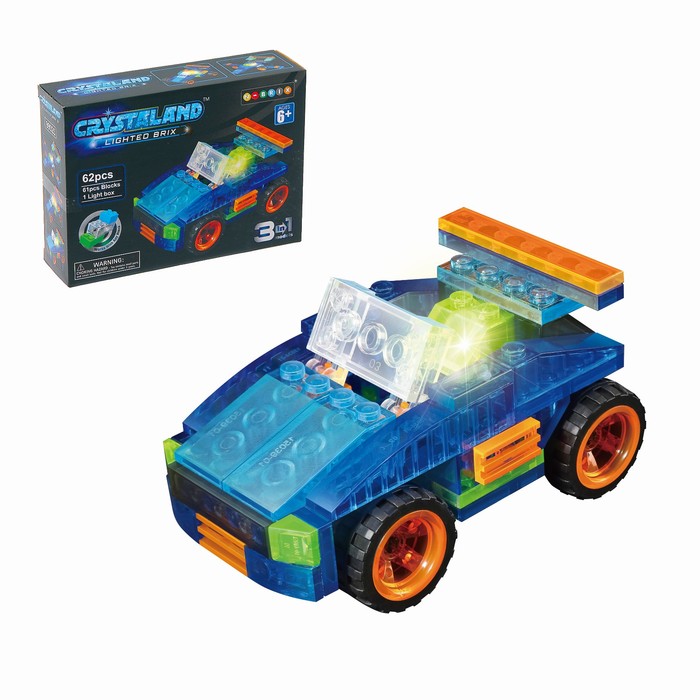 Светящийся конструктор Crystaland «Кабриолет», 3 в 1, 62 детали