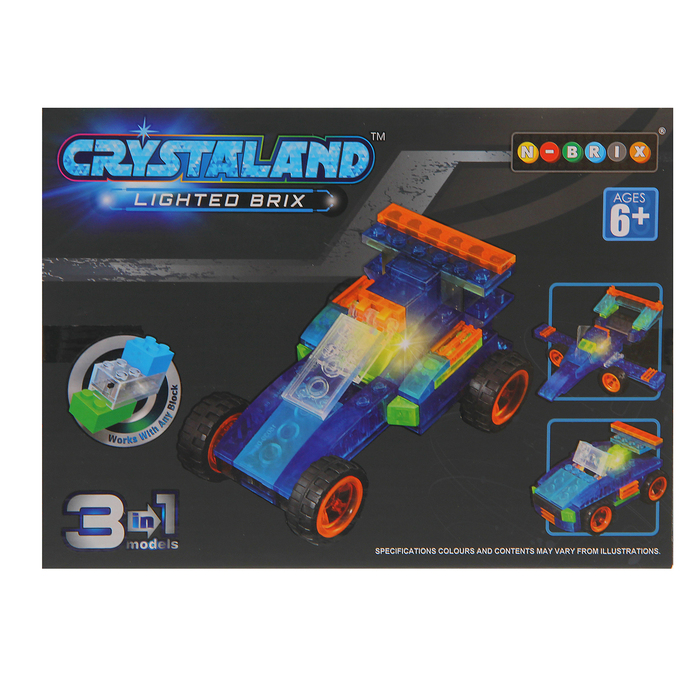 Светящийся конструктор Crystaland «Кабриолет», 3 в 1, 62 детали