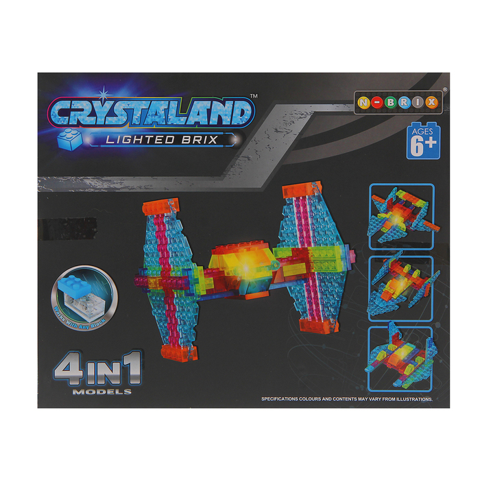 Светящийся конструктор Crystaland «Космический бомбардировщик», 4 в 1, 67 деталей