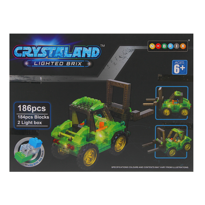 Светящийся конструктор Crystaland «Трактор-погрузчик», 188 деталей