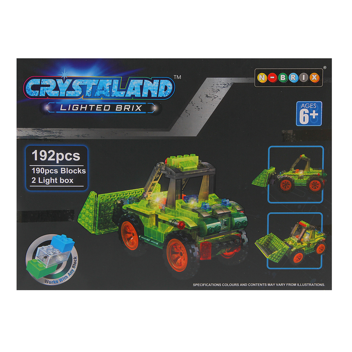 Светящийся конструктор Crystaland «Трактор с ковшом», 192 детали