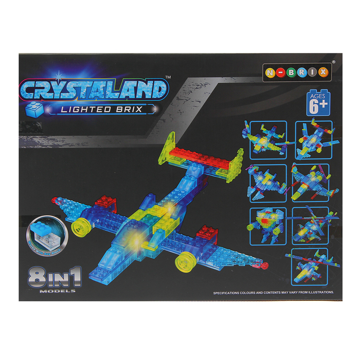 Светящийся конструктор Crystaland «Вертолёт», 8 в 1, 153 детали