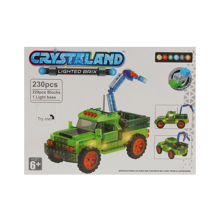 Светящийся конструктор Crystaland «Грузовик-эвакуатор», 230 деталей