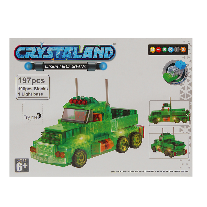 Светящийся конструктор Crystaland «Грузовик-тягач», 197 деталей