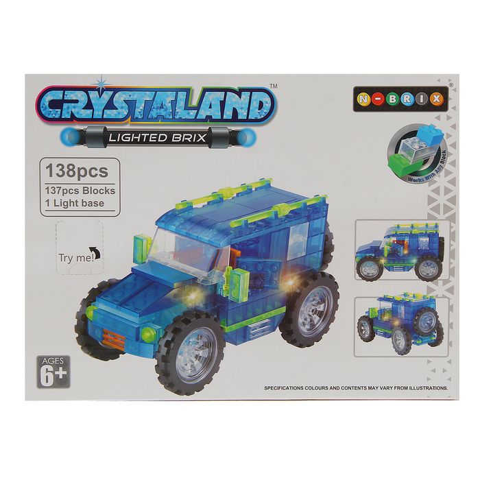 Светящийся конструктор Crystaland «Джип», 138 деталей