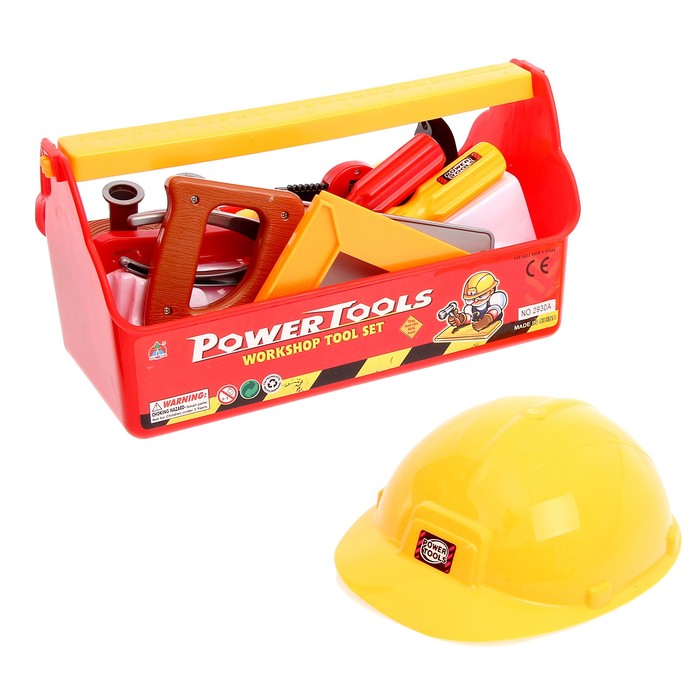 Набор инструментов, в ящике, "Маленький плотник", с каской, 18 элементов