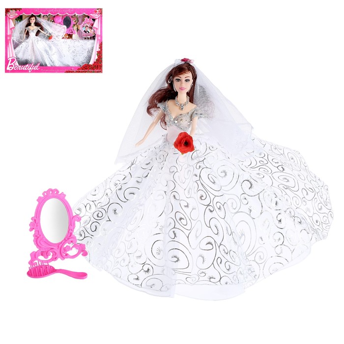 Кукла модель "Карина" в свадебном платье, с аксессуарами