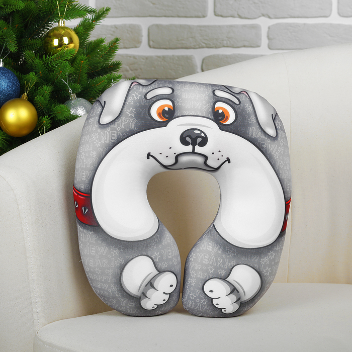 Мягкая игрушка-антистресс подголовник "Бульдог" 02