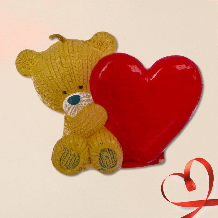 Свеча формовая "Мишка с сердцем", 5 см