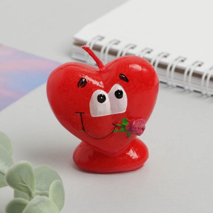 Свеча формовая "Сердце с розой", 5 см