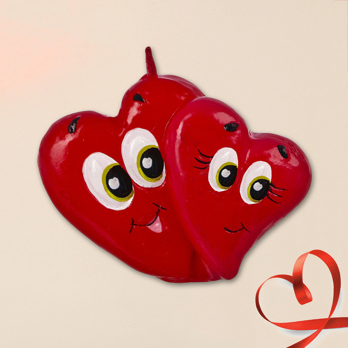 Свеча формовая "Два сердечка", 5 см