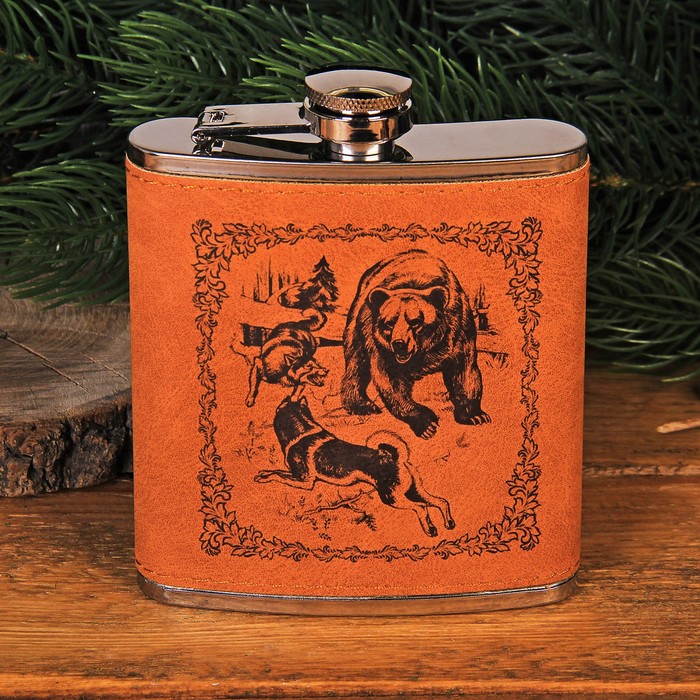 Фляжка "Охота на медведя", 210 мл