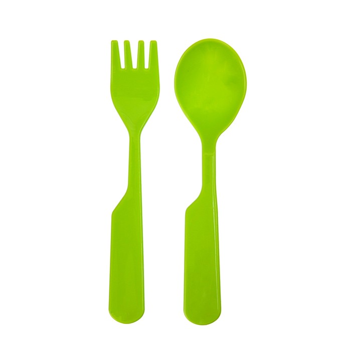 Набор детской посуды, 4 предмета: кружка-поильник «Жираф» 180 мл, миска с ручкой на присоске 400 мл, ложка, вилка, цвет салатовый