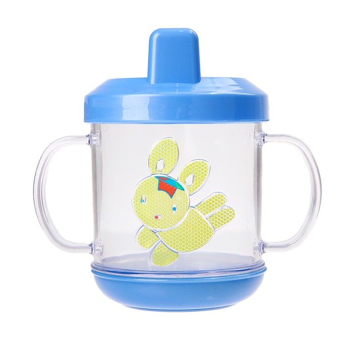 Набор детской посуды, 4 предмета: кружка-поильник с фигуркой 225 мл, тарелка на присоске 280 мл, ложка, вилка, цвет синий