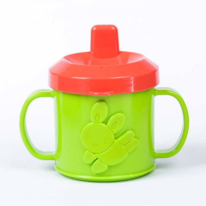 Кружка-поильник «Зайка» с твёрдым носиком, 225 мл, от 6 мес., цвет зелёный
