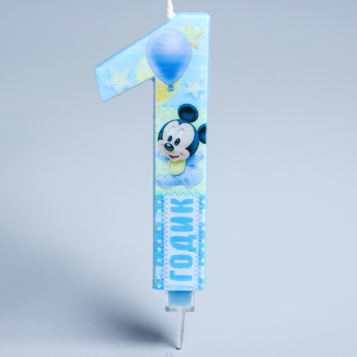 Свеча в торт цифра-гигант Дисней "1 годик", Микки Маус