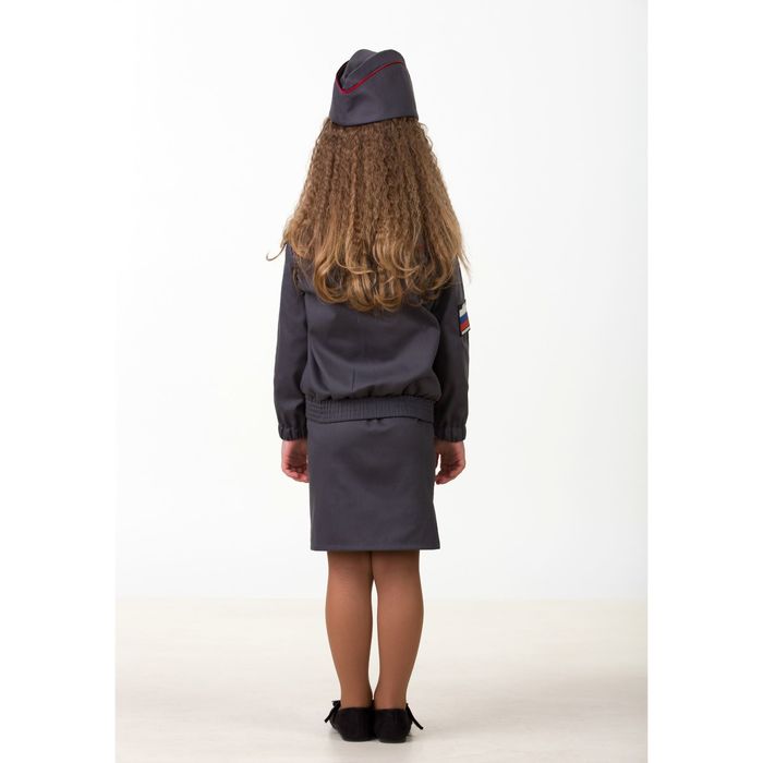 Карнавальный костюм "Полицейский" для девочки, куртка, юбка, пилотка, р-р 26, рост 104 см