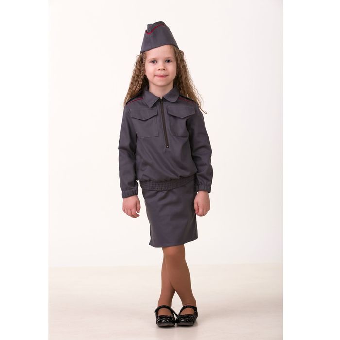 Карнавальный костюм "Полицейский" для девочки, куртка, юбка, пилотка, р-р 38, рост 146 см