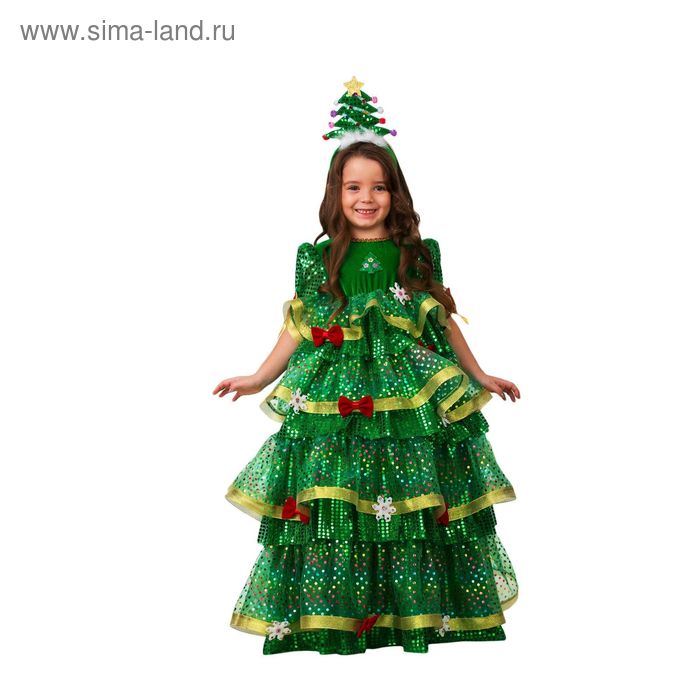 Карнавальный костюм «Ёлочка-Царица», платье, ободок, размер 30, рост 116 см костюм карнавальный ёлочка малышка цв зеленый размер 104 см