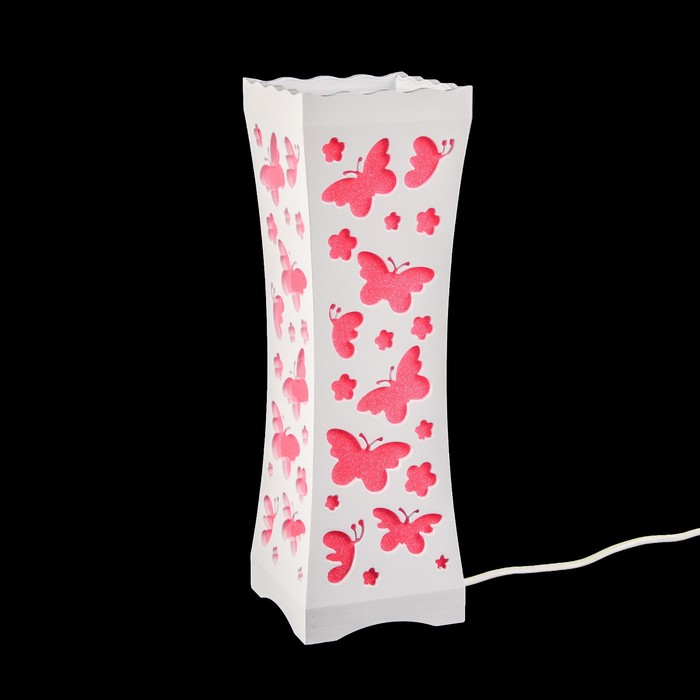 Светильник настольный белый резной 3 режима "Рой бабочек" 33х10,5х10,5 см