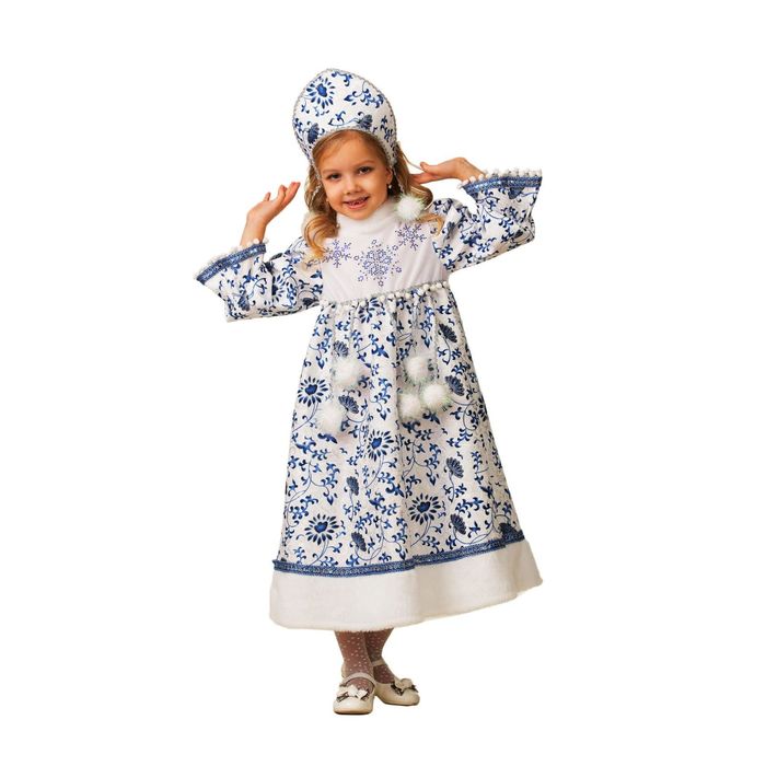 Карнавальный костюм "Снегурочка", сатин, р-р 30, рост 116 см