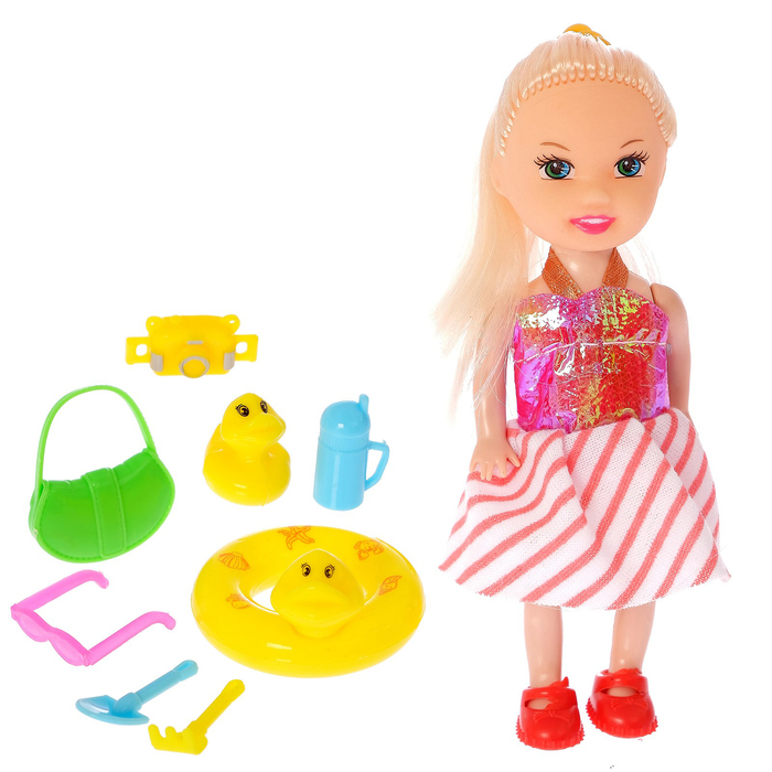 Кукла-малышка "Мила" в костюмчике с аксессуарами, МИКС