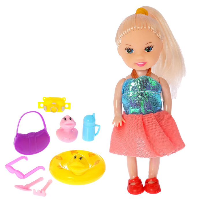 Кукла-малышка "Мила" в костюмчике с аксессуарами, МИКС