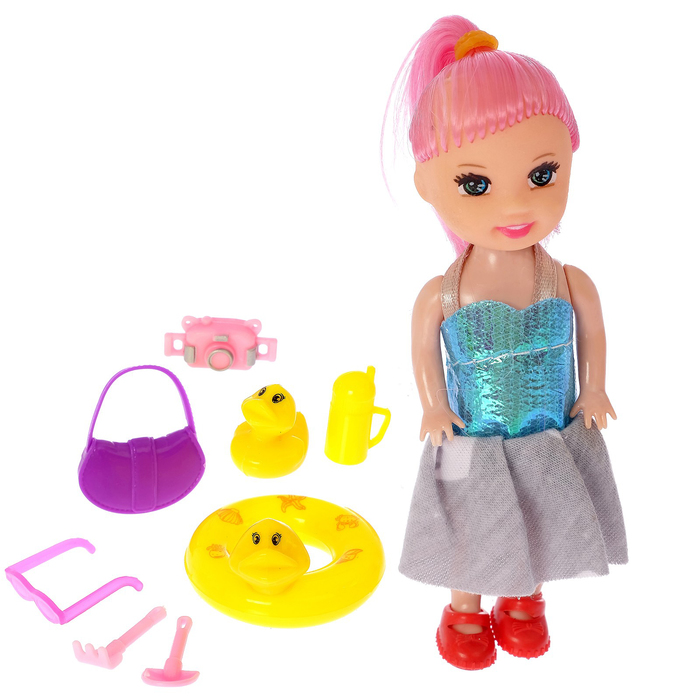 Кукла-малышка "Мила" в костюмчике с аксессуарами, МИКС