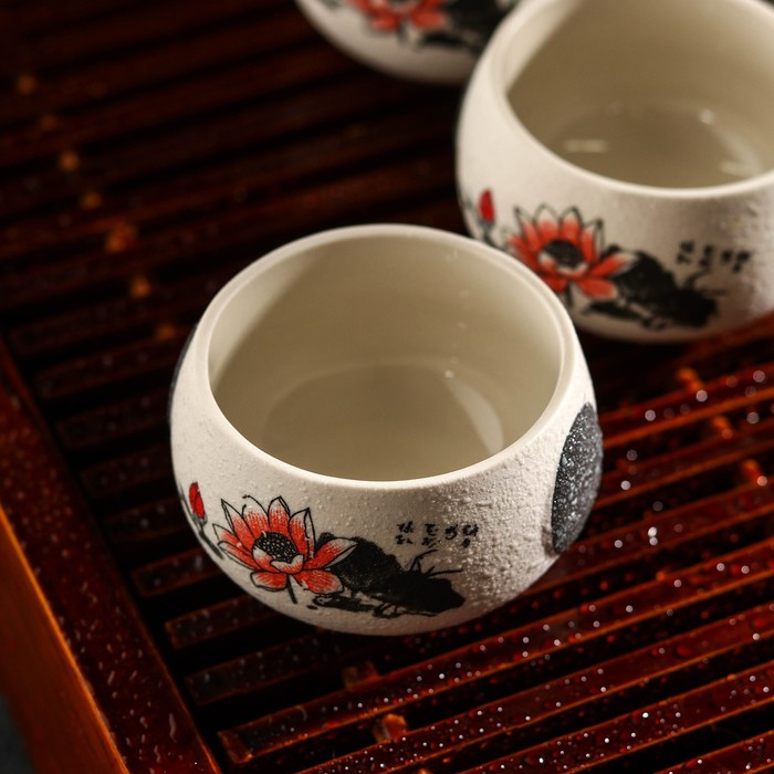 Набор для чайной церемонии «Нежный цветок», 7 предметов: чайник 180 мл, 6 чашек 70 мл