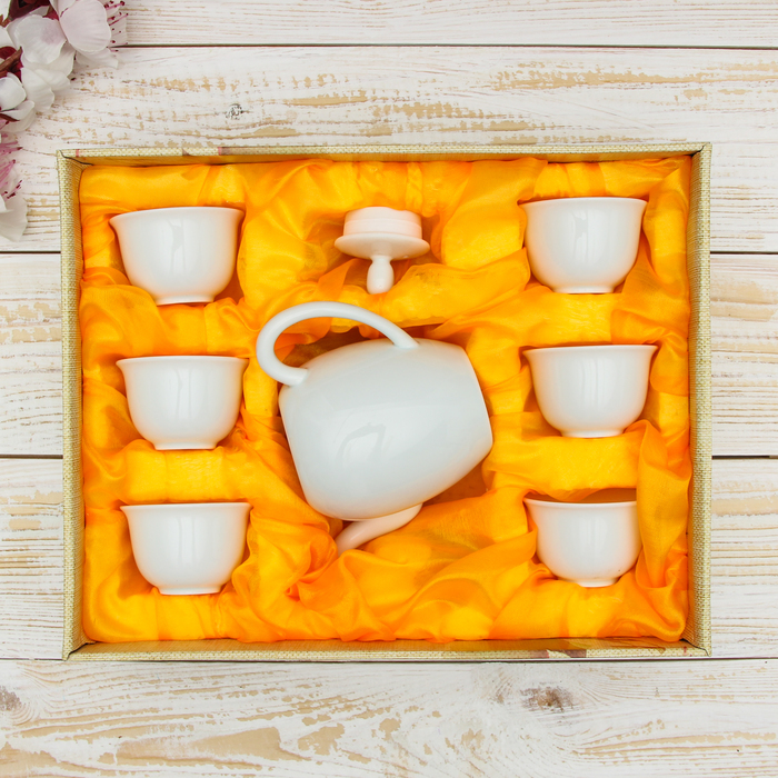 Набор для чайной церемонии "Белоснежность", 7 предметов: чайник 250 мл, 6 чашек 50 мл