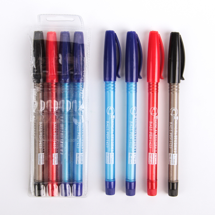 Набор ручек шариковых 04шт ECO 0,7мм (2шт-синие,1шт-черная,1шт-красная)