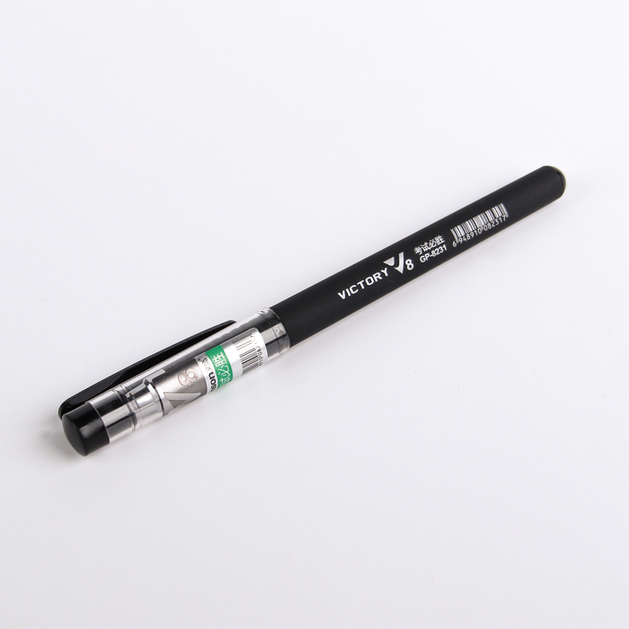 Ручка гелевая 0,5мм черная Vinson корпус черный прорезиненный