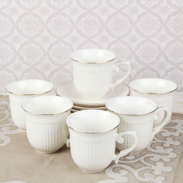 Сервиз чайный "Текстура", 12 предметов: чашка d=8,5 см, блюдце d=14 см