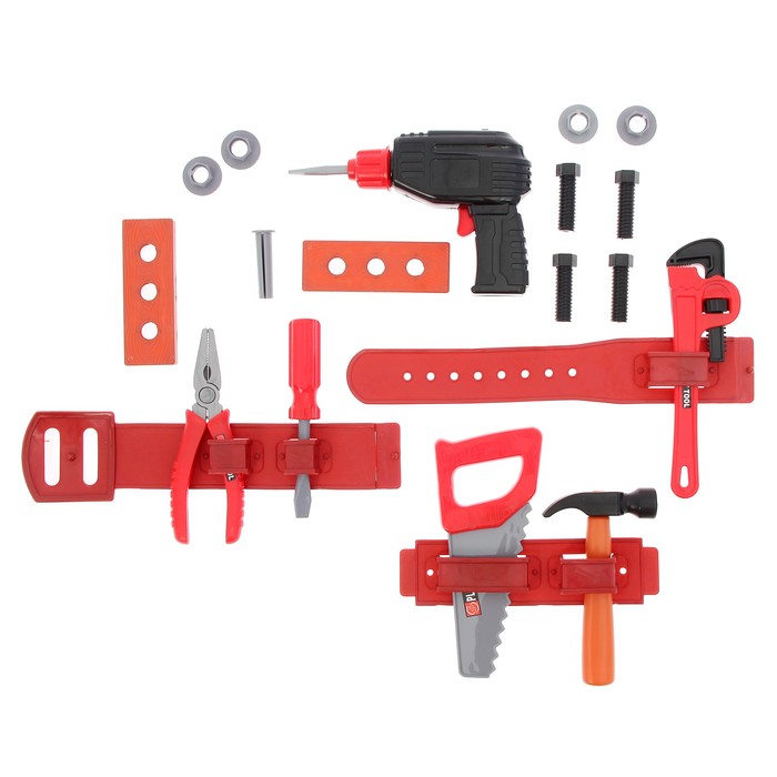 Набор инструментов "Крутой строитель", с каской и поясом, 20 элементов