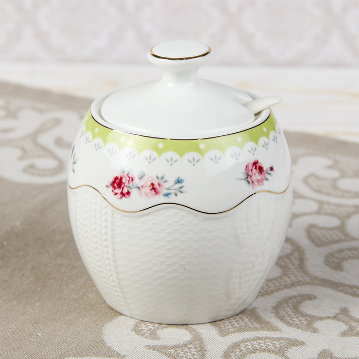 Набор сервировочный "Белла", 3 предмета: соусник, баночки для специй, цвет зеленый