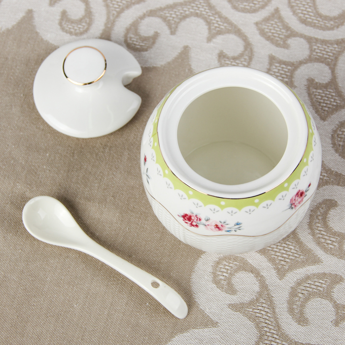 Набор сервировочный "Белла", 3 предмета: соусник, баночки для специй, цвет зеленый