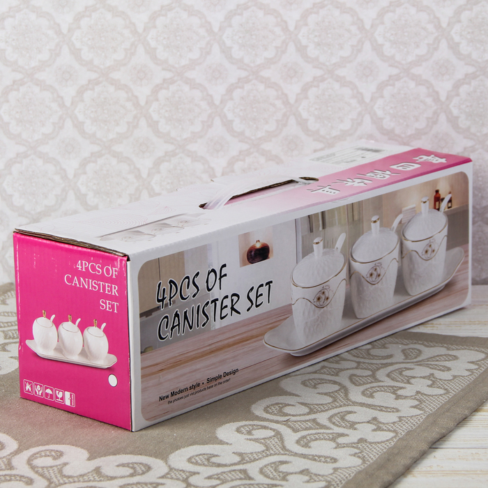 Набор сервировочный "Белла", 3 предмета: соусник, баночки для специй, цвет зеленый