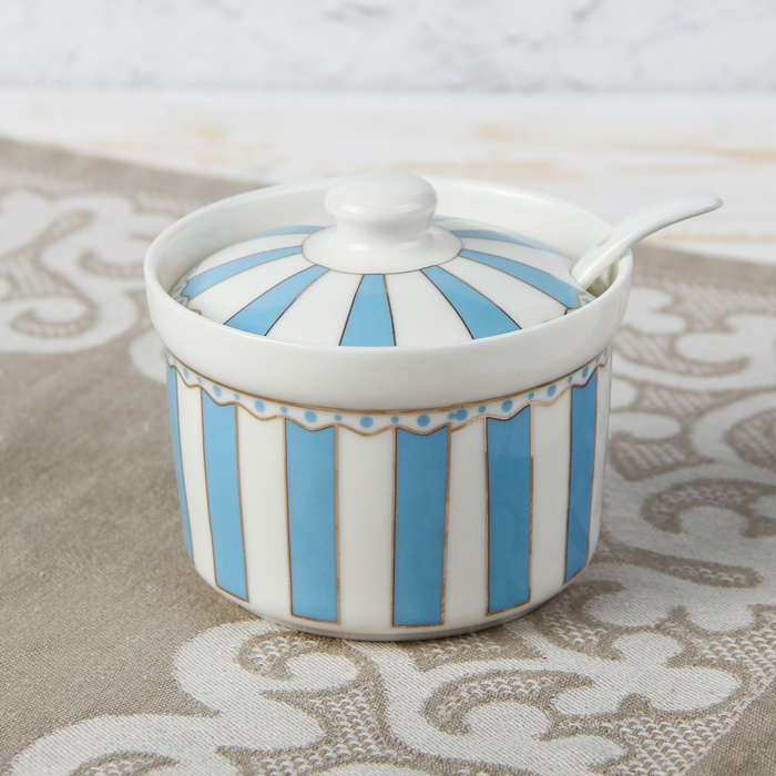 Сахарница 200 мл "Гастроли", с ложкой, цвет голубой