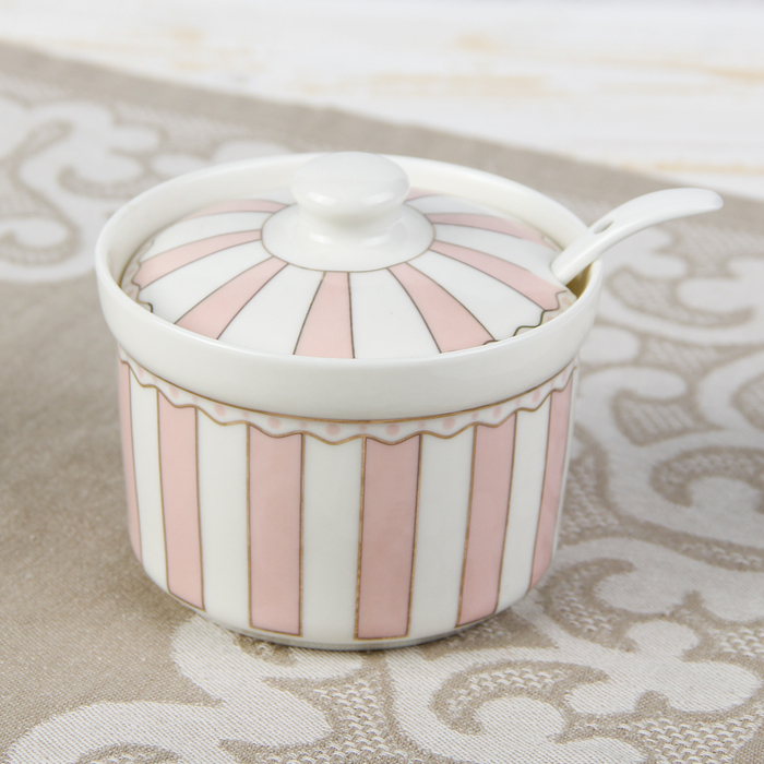 Сахарница 200 мл "Гастроли", с ложкой, цвет розовый