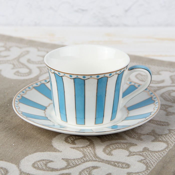 Чайная пара 180 мл "Гастроли", блюдце 14,8 см, цвет синий