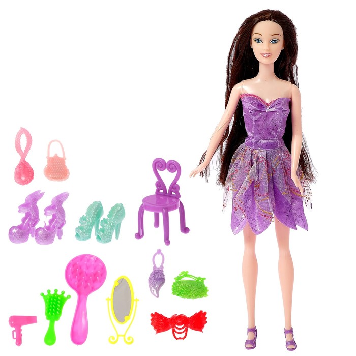 Кукла модель "Марина" в платье с аксессуарами, МИКС